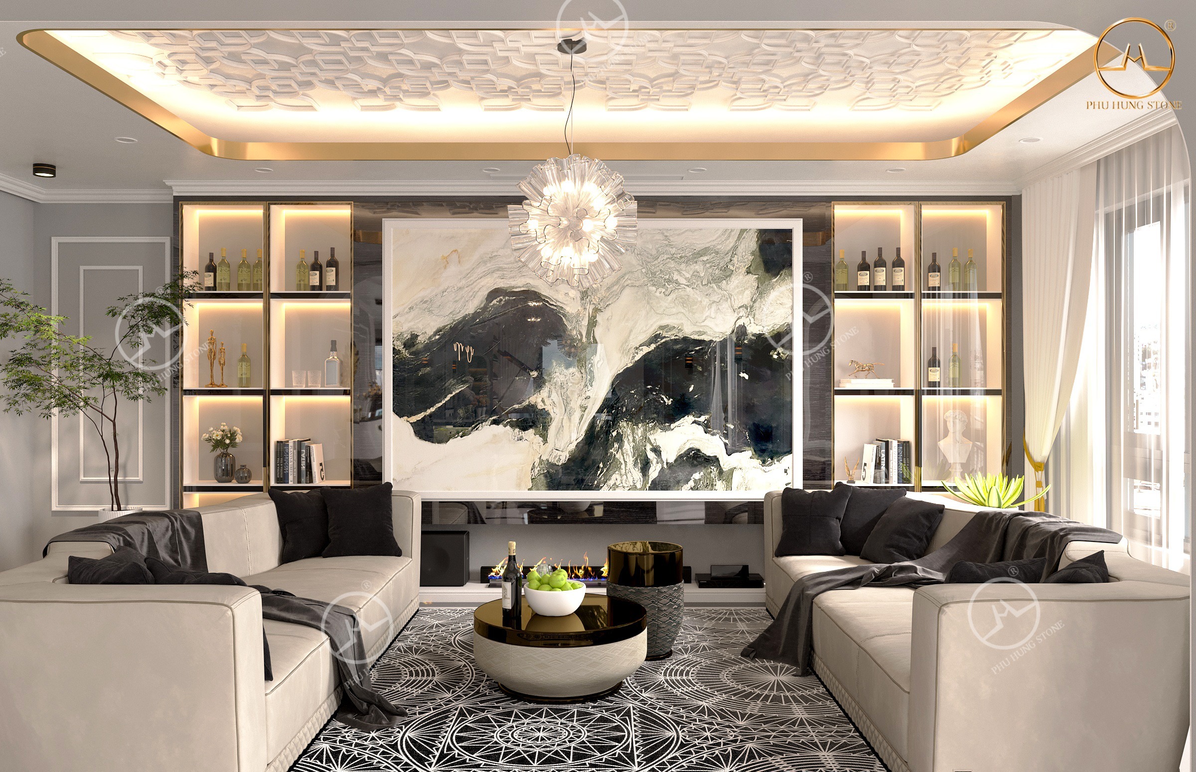 Tranh đá sơn thủy