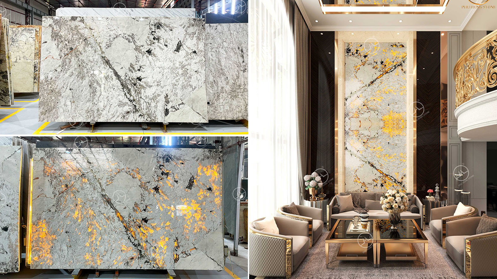 Hình ảnh Các mẫu đá granite trắng xuyên sáng đẹp