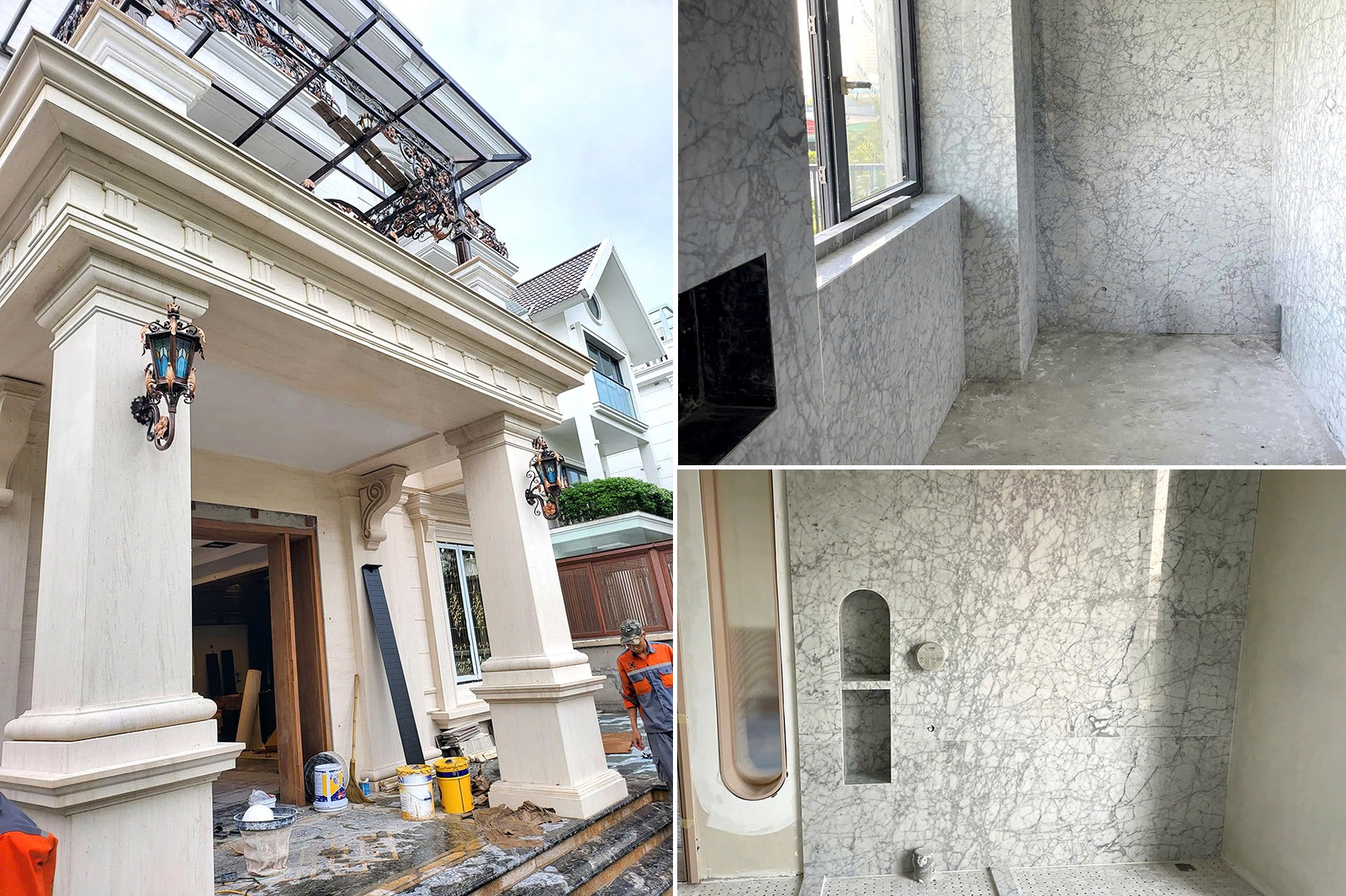 Hình ảnh CT Đá Moca Cream ốp mặt tiền - Đá Trắng Ý ốp phòng tắm