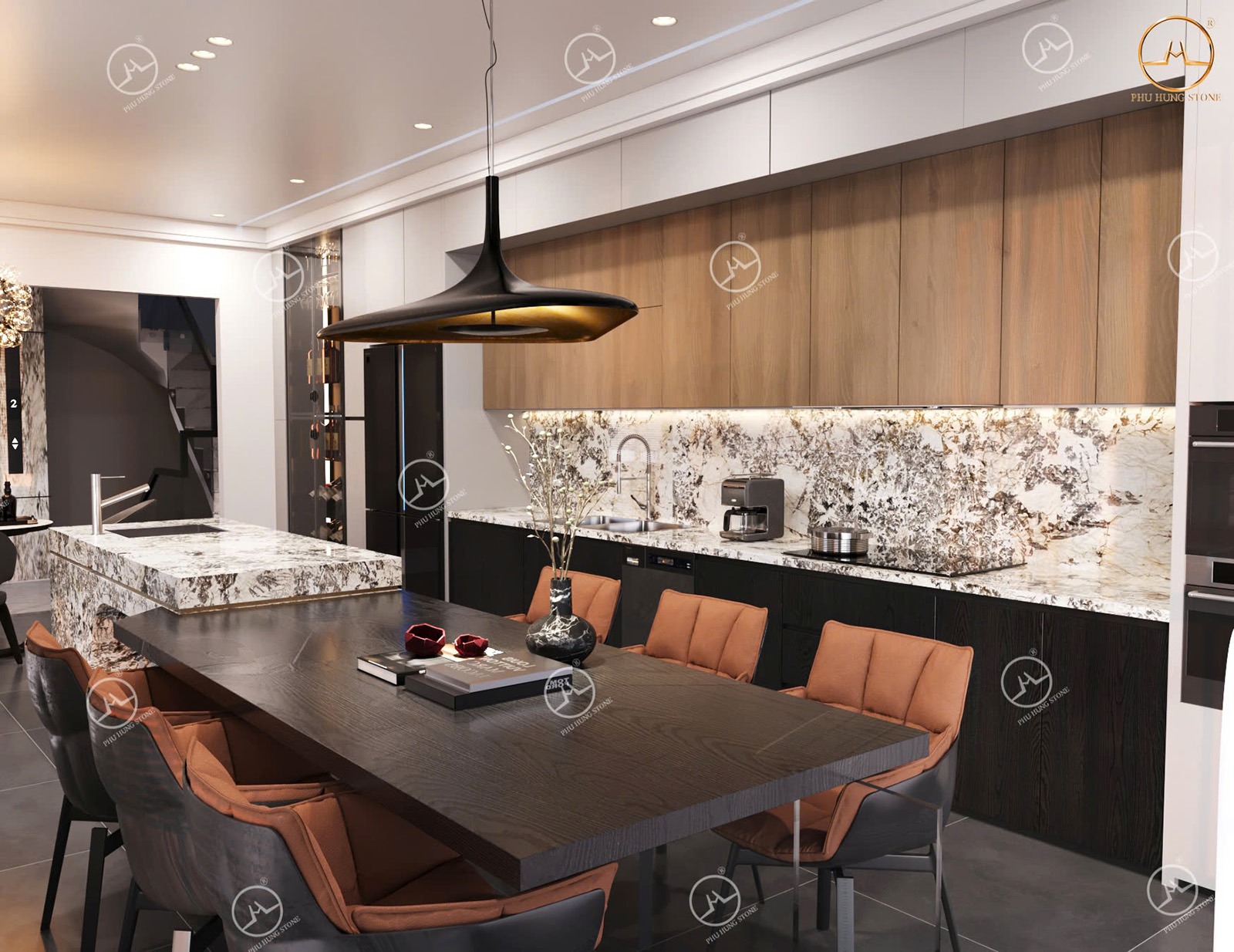 Hình ảnh Đá granite Alpinus ốp bếp đẹp sang trọng