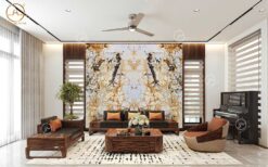 Hình ảnh Đá Granite Blanc ghép tranh đối vân