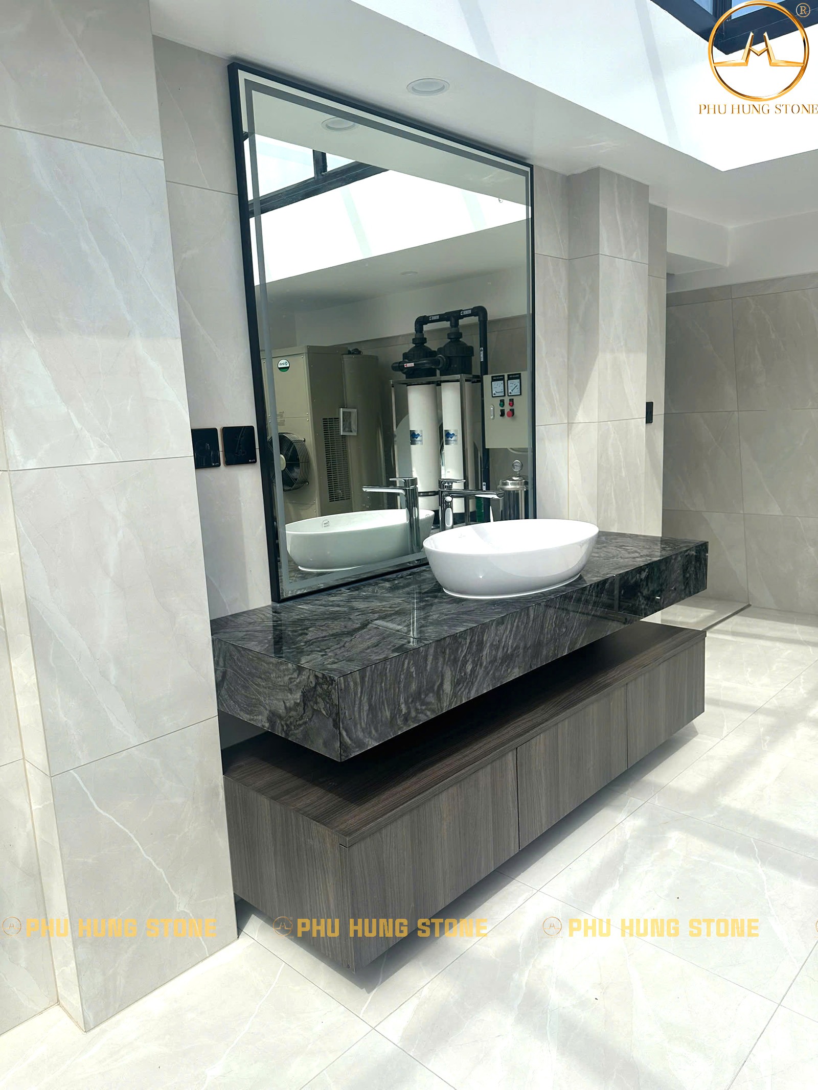 Hình ảnh Đá làm bàn lavabo Quartz London Grey