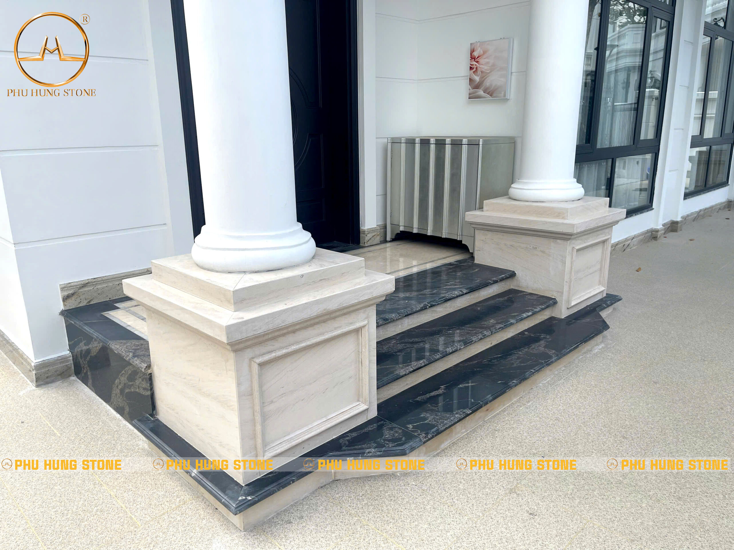 Hình ảnh Đá marble Moca Cream ốp cột trụ hiện đại