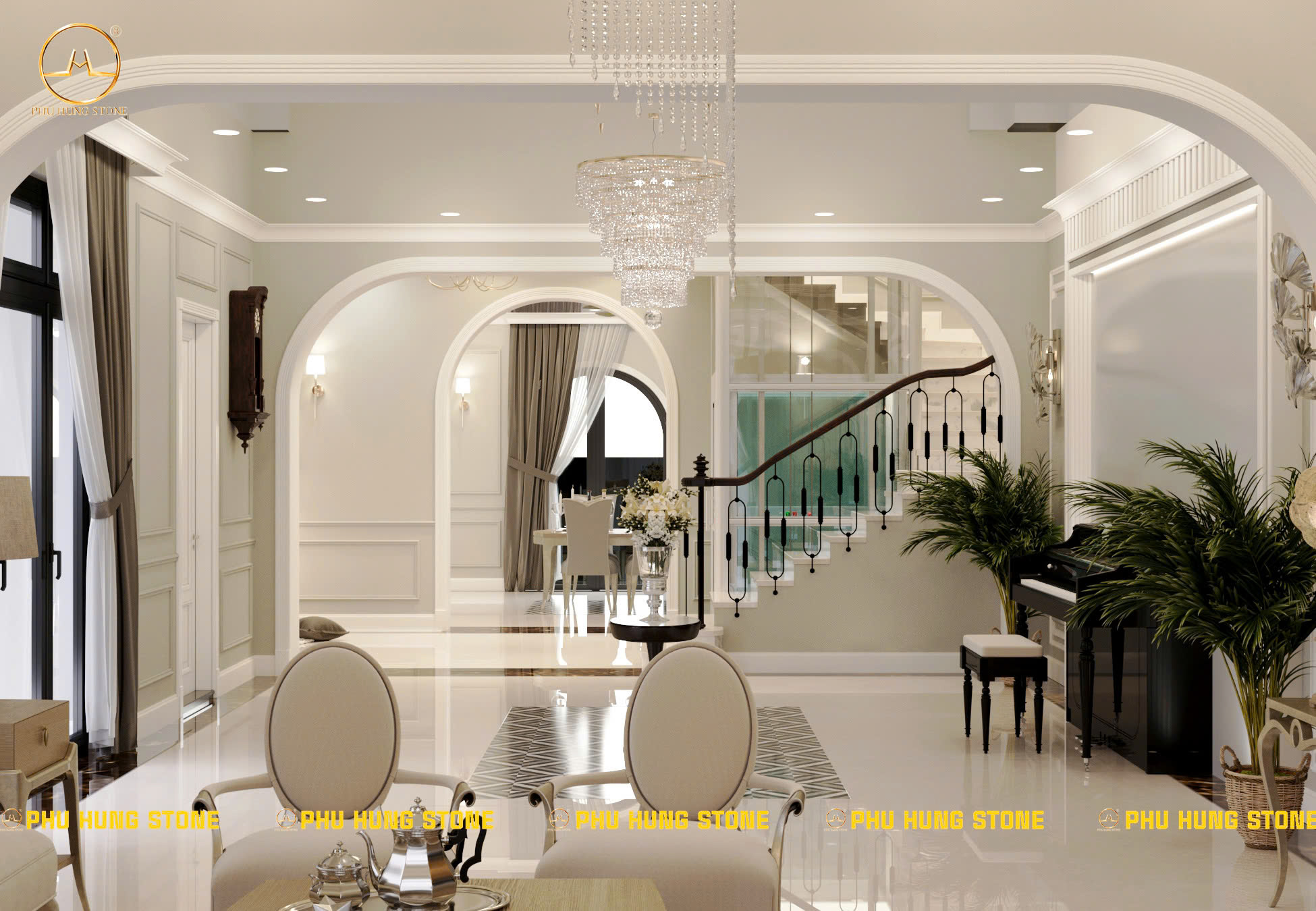 Hình ảnh Đá marble tự nhiên Kem Ngọc Lan lát sàn lát nền