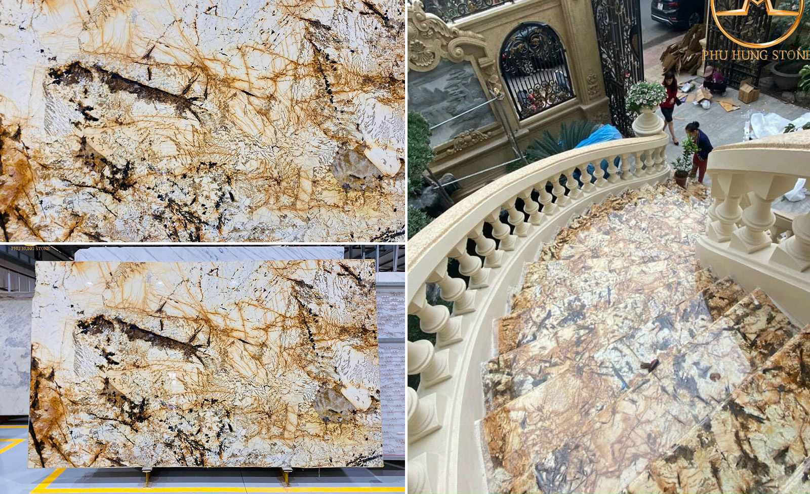 Hình ảnh đá ốp cầu thang ngoài trời đá granite