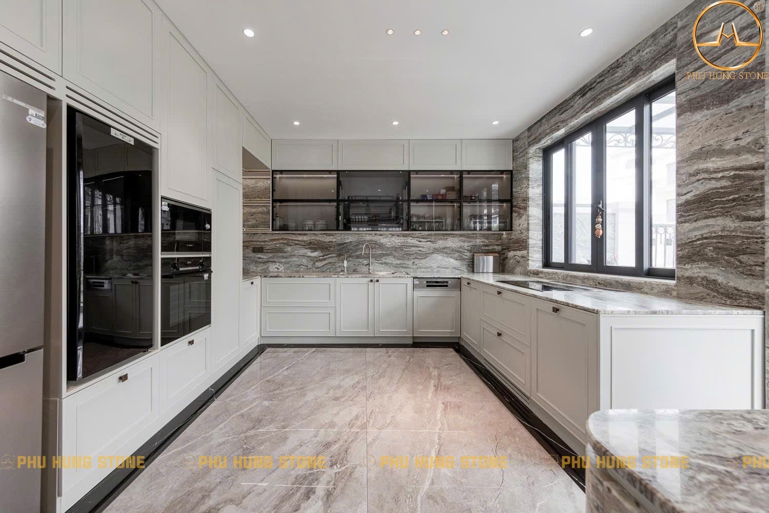 Hình ảnh Đá ốp lát khu vực bếp biệt thự Vinhome Hải Phòng