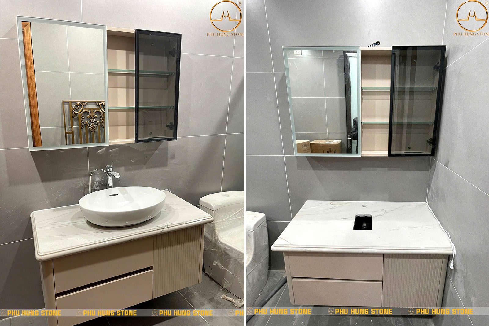 Hình ảnh Đá thạch anh ốp Lavabo phòng tắm nhà vệ sinh