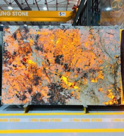 Hình ảnh Granite Lông Công Xanh 1 xuyên sáng đèn vàng