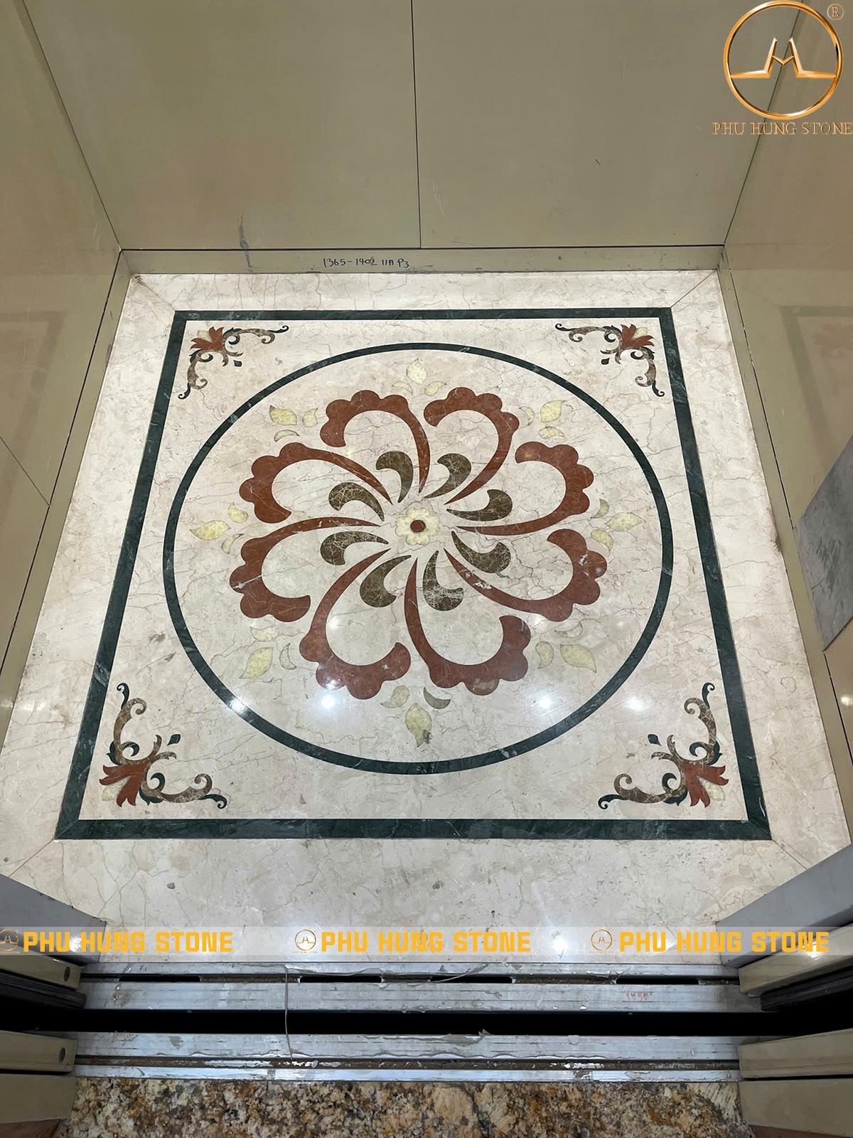 Hình ảnh Hoa văn đá tự nhiên lát sàn thang máy đẹp sang