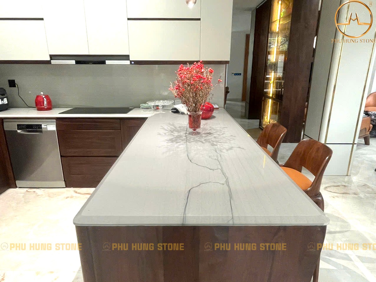 Hình ảnh Mặt bàn đảo bếp Đá Quartz Kalahari Blue