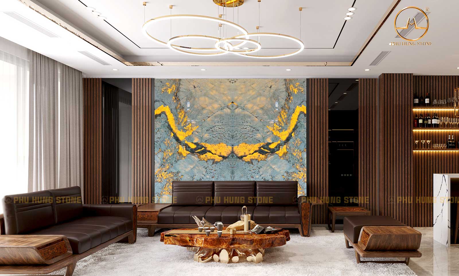 Hình ảnh Mẫu đá Granite Alabaster xuyên sáng đối vân