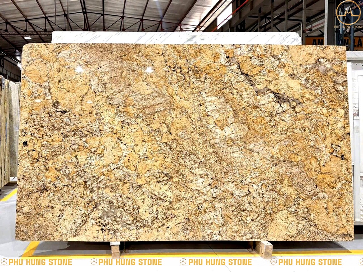 Hình ảnh Mẫu đá granite hoa cương Solarius màu vàng