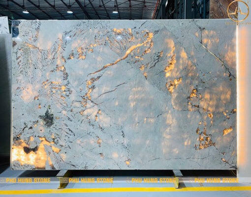 Hình ảnh Mẫu đá Granite Picasso White xuyên sáng đẹp