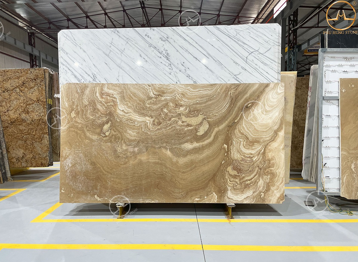 Hình ảnh Mẫu đá Onyx Ngọc Trai với hệ vân mềm mại