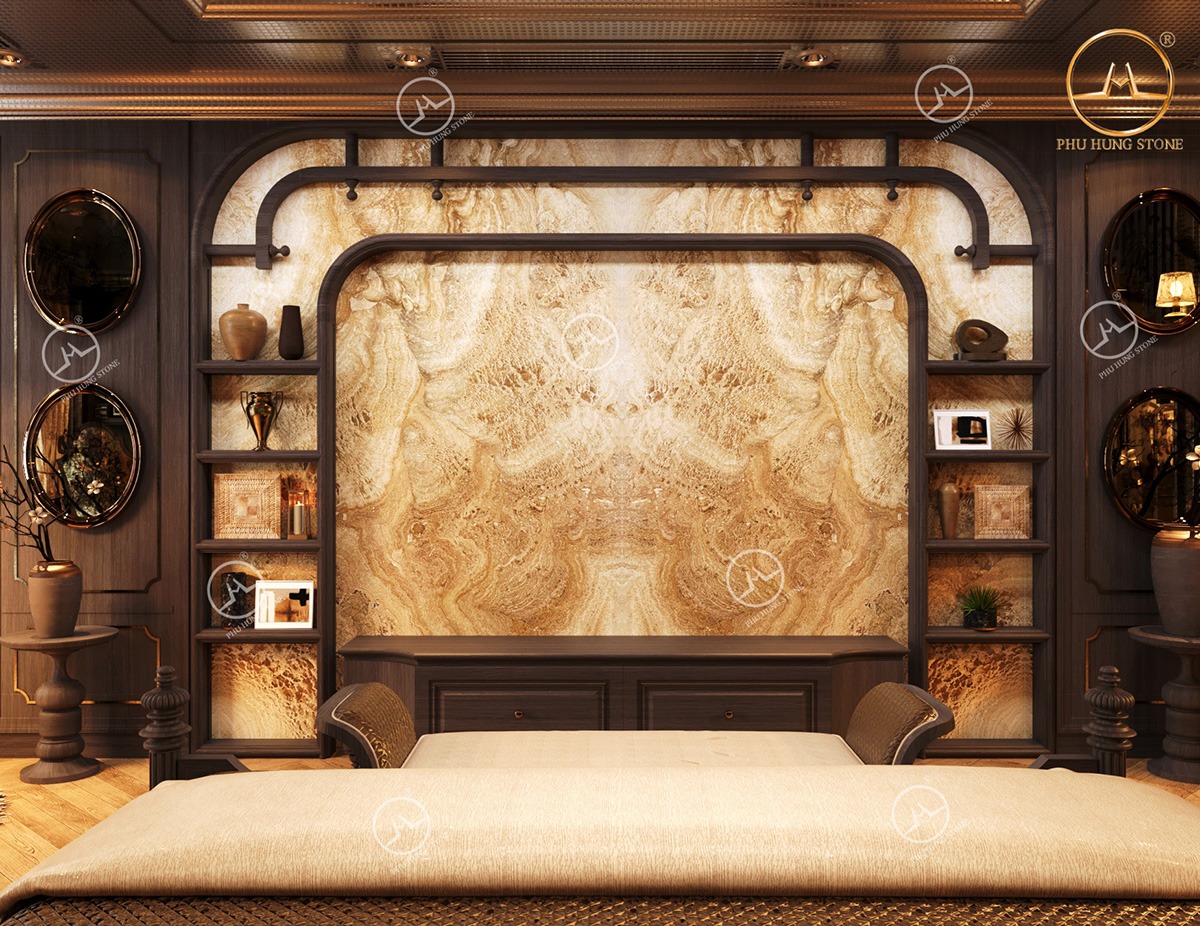 Hình ảnh Mẫu đá Onyx vân mây 02 ghép tranh đối xứng