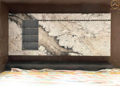 Hình ảnh Mẫu đá ốp vách tivi phòng khách khi chưa bật đèn