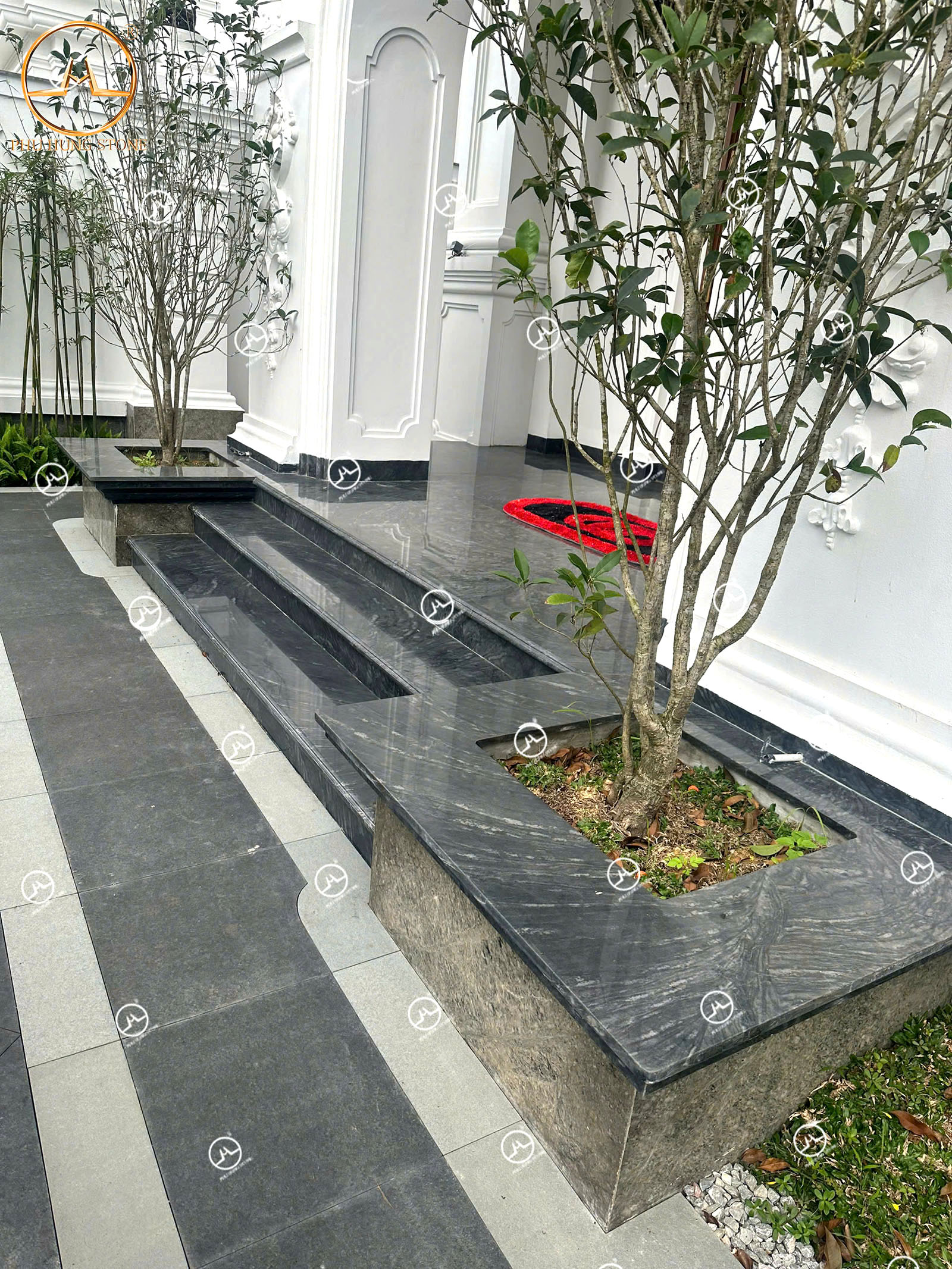 Hình ảnh Mẫu đá Quartz London Grey ốp bậc tam cấp