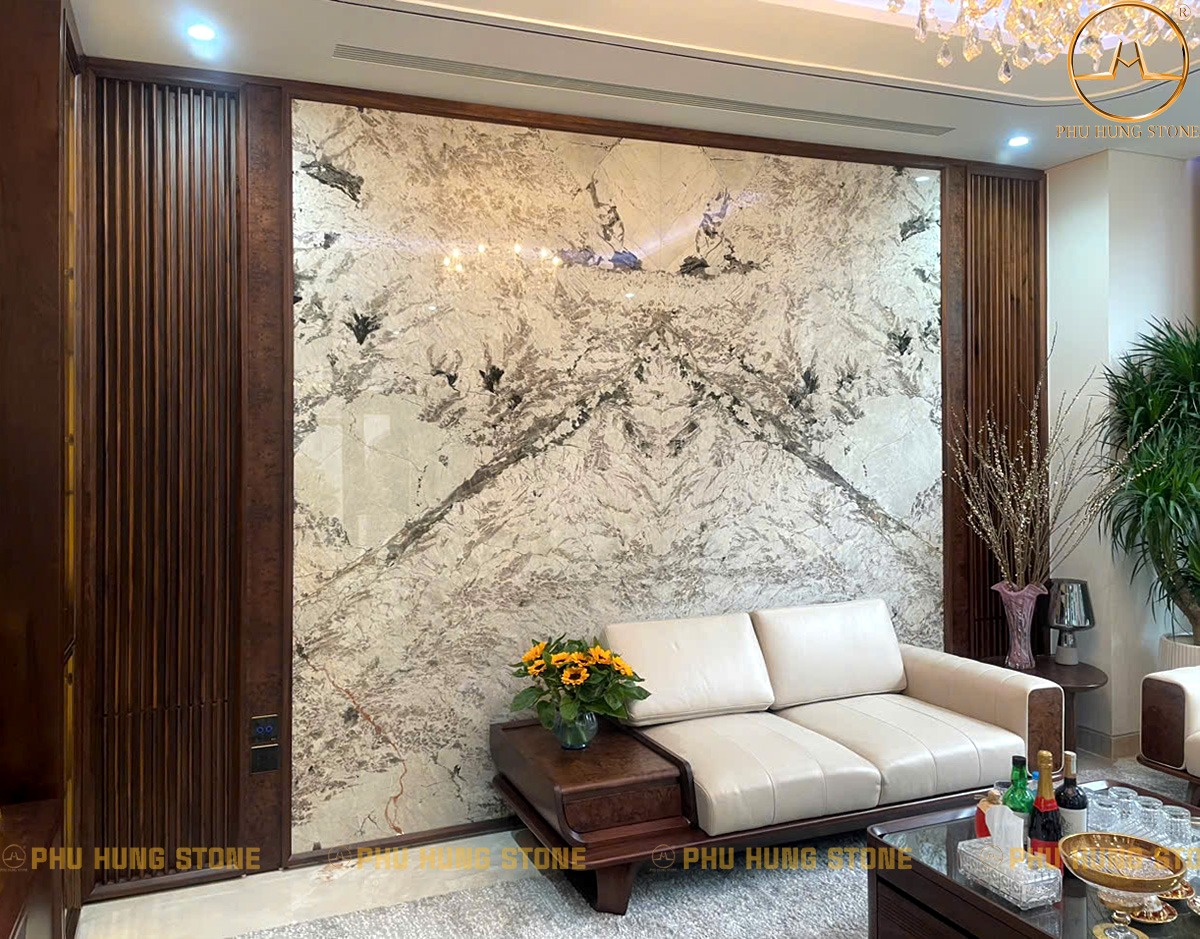Hình ảnh Mẫu tranh đá đối xứng vân Granite Maverlous White