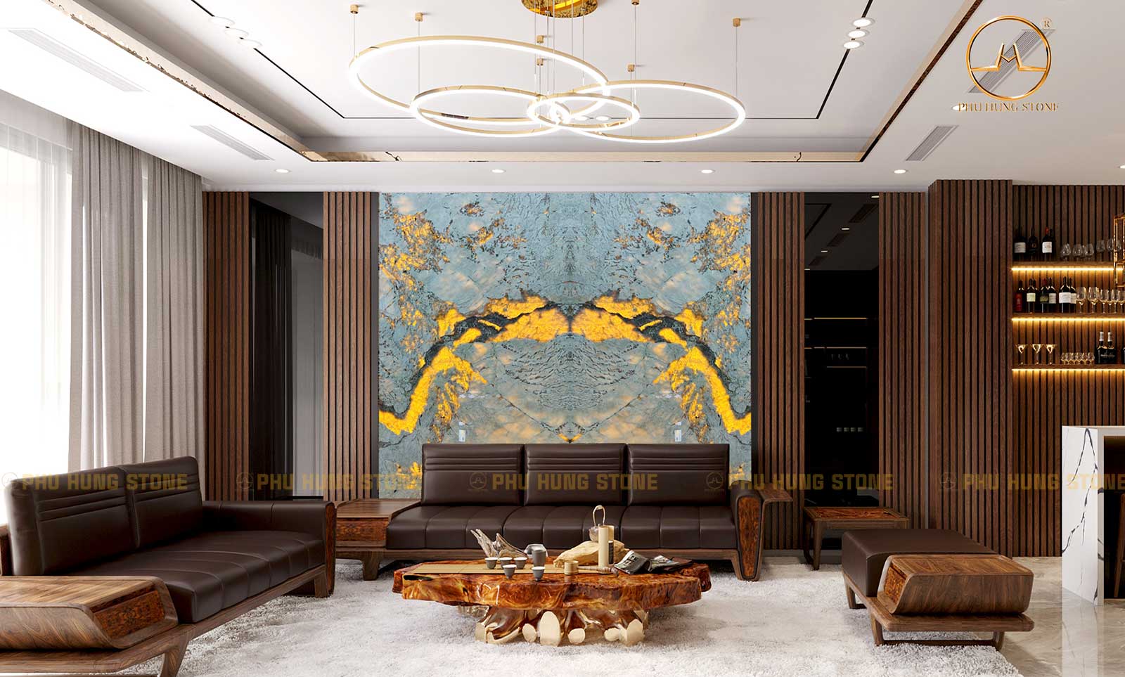 Hình ảnh Mẫu tranh đá Granite Alabaster xuyên sáng
