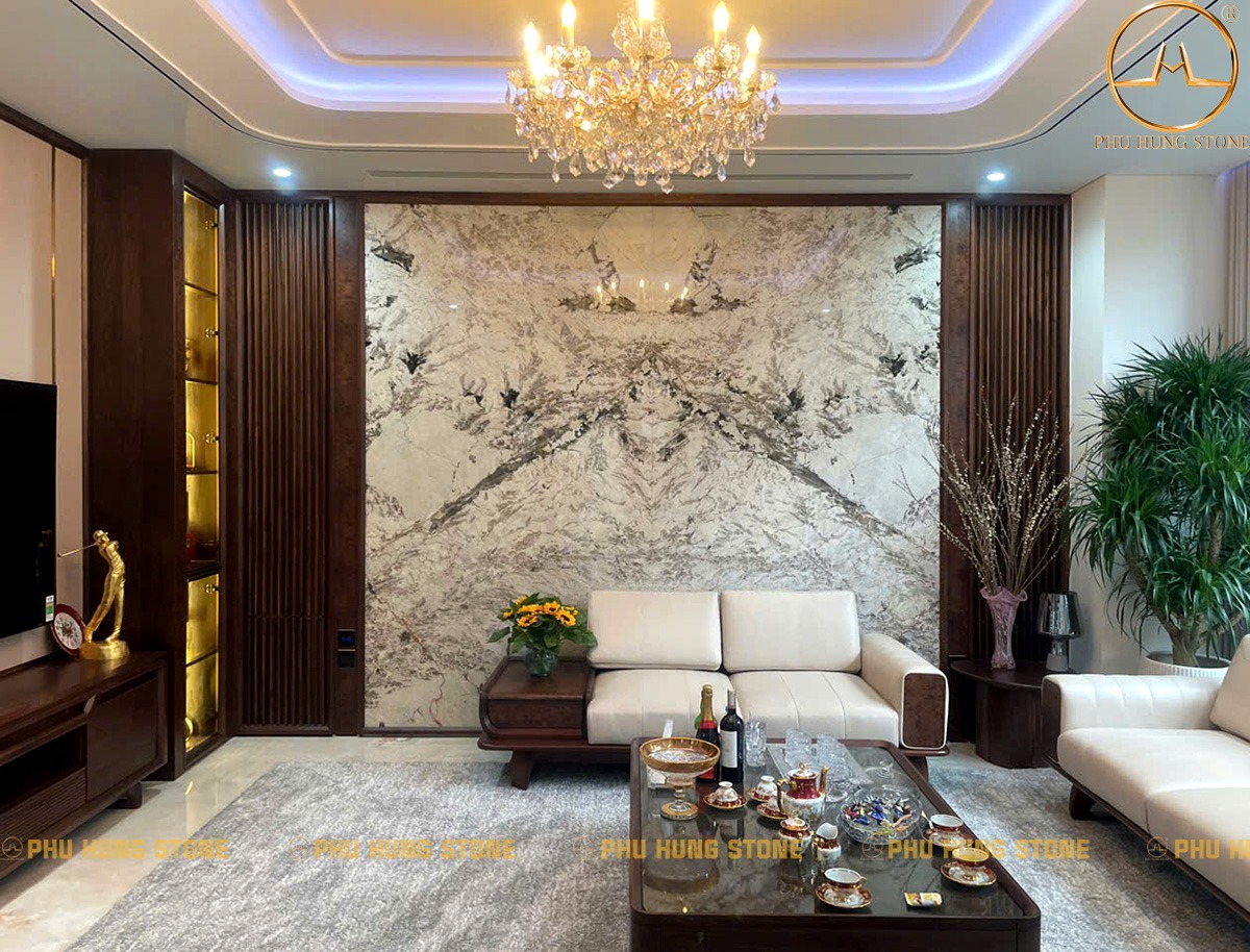 Hình ảnh Mẫu tranh đá Granite tự nhiên Maverlous White