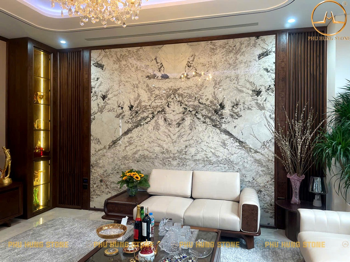 Hình ảnh Mẫu tranh đá phòng khách Maverlous White