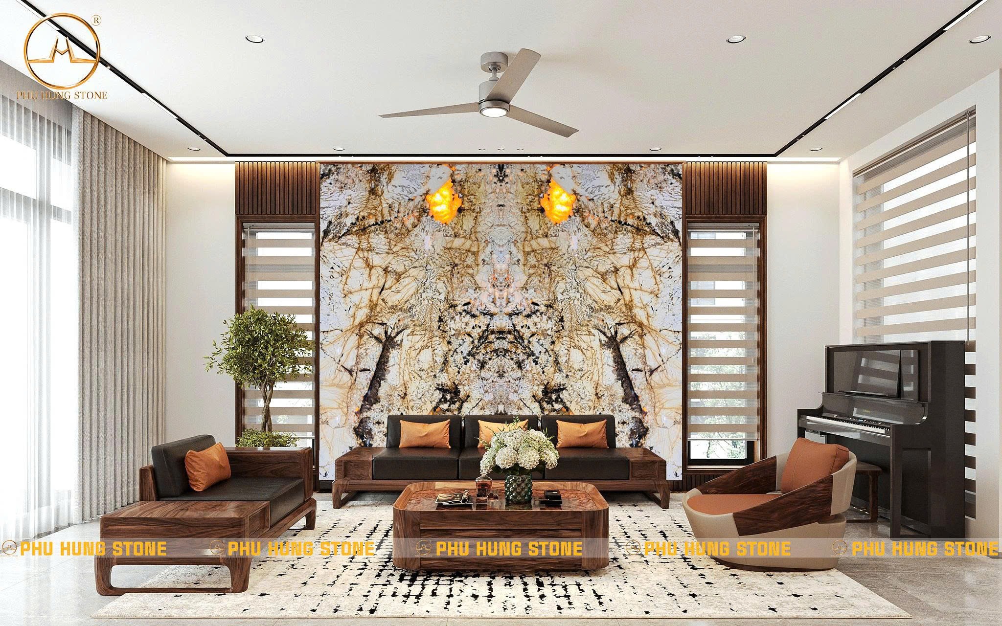 Hình ảnh Mẫu tranh granite Blanc de Blanc xuyên sáng