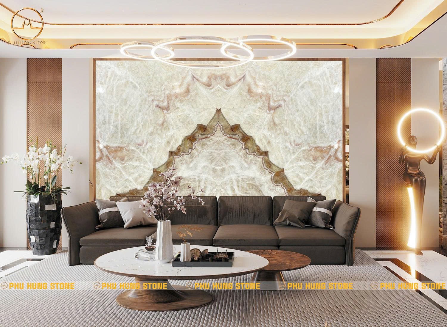 Hình ảnh Mẫu tranh Onyx trắng đẹp xuyên sáng