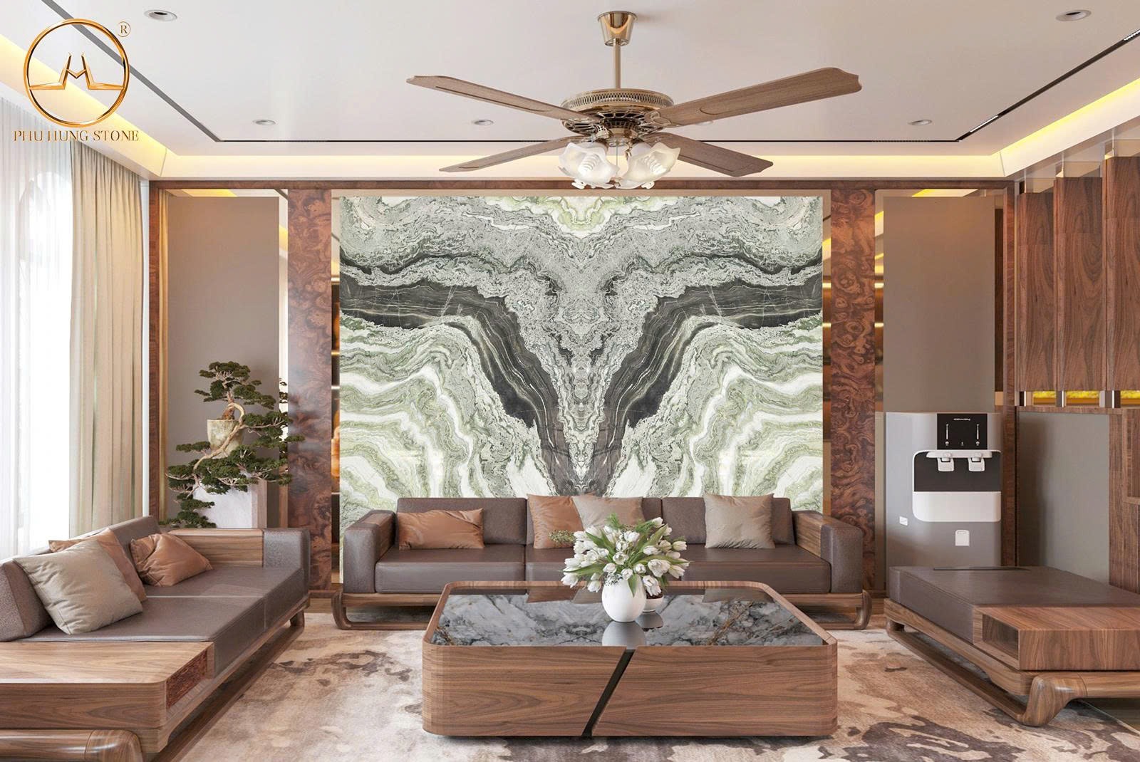 Hình ảnh Mẫu tranh Onyx trắng đối vân Hymalaya Blue