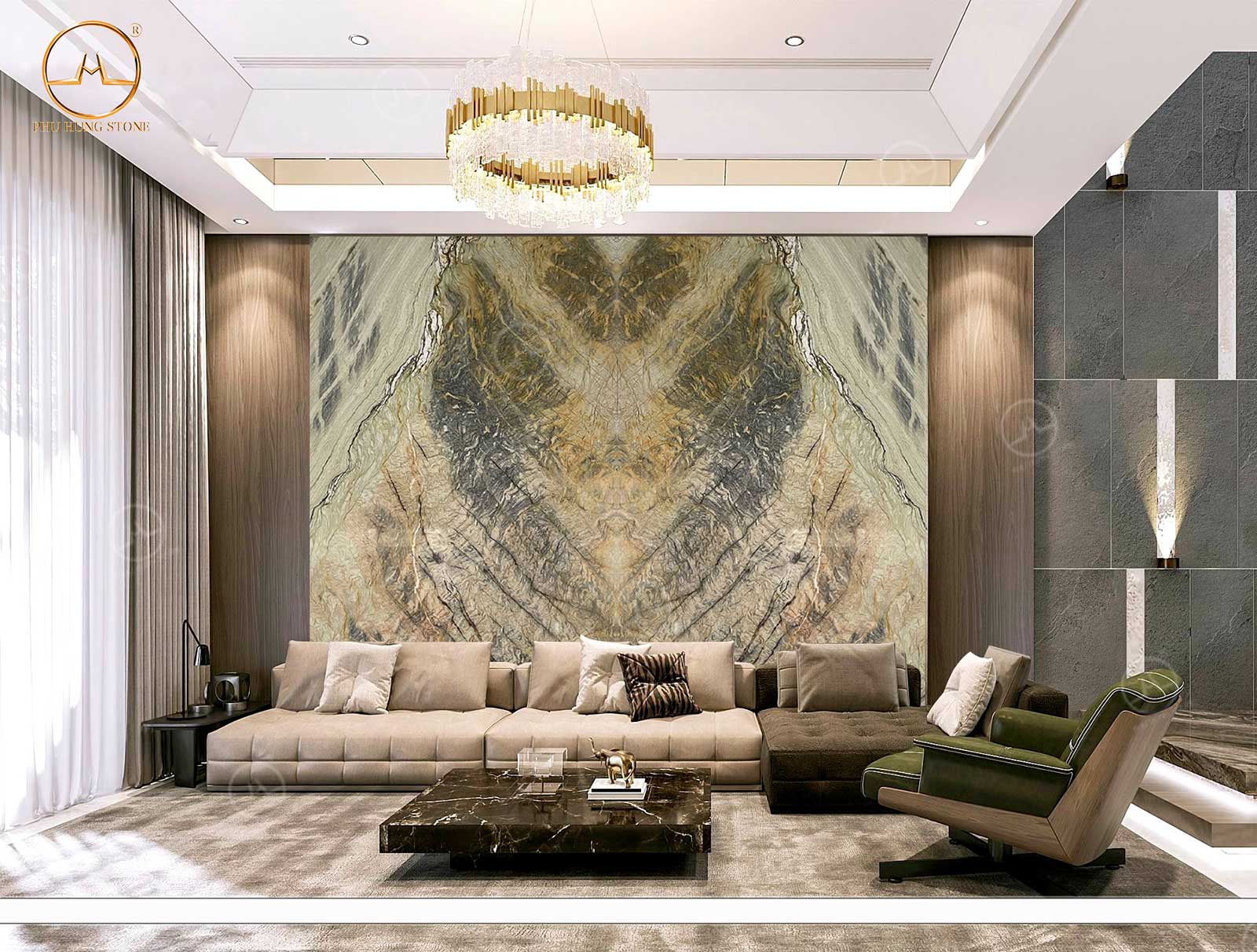 Hình ảnh Tranh đá đối vân Quartz Paradise