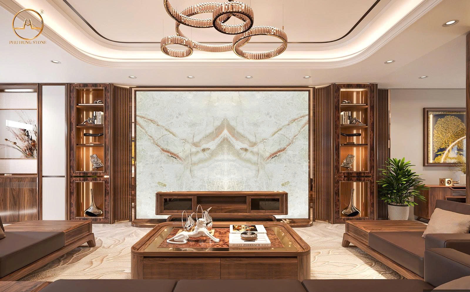 Hình ảnh Tranh đá đối xứng Onyx trắng ngọc