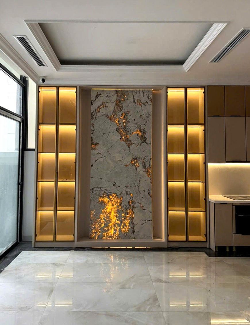Hình ảnh Tranh đá Granite Alabaster White xuyên sáng đẹp