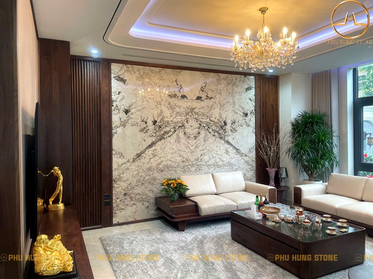 Hình ảnh Tranh đá granite Maverlous White đẹp sang