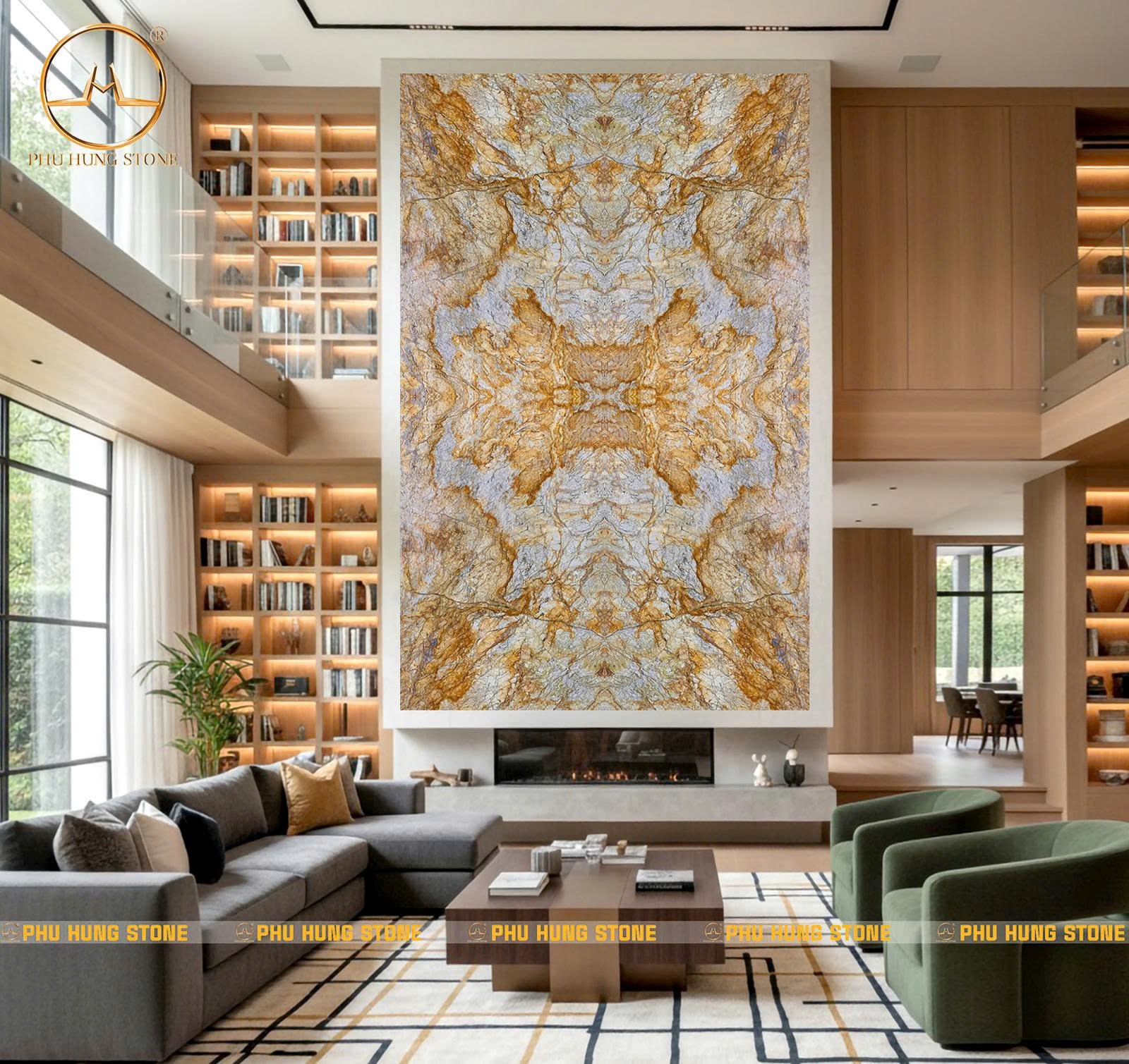 Hình ảnh Tranh đá granite thông tầng Jespar Gold