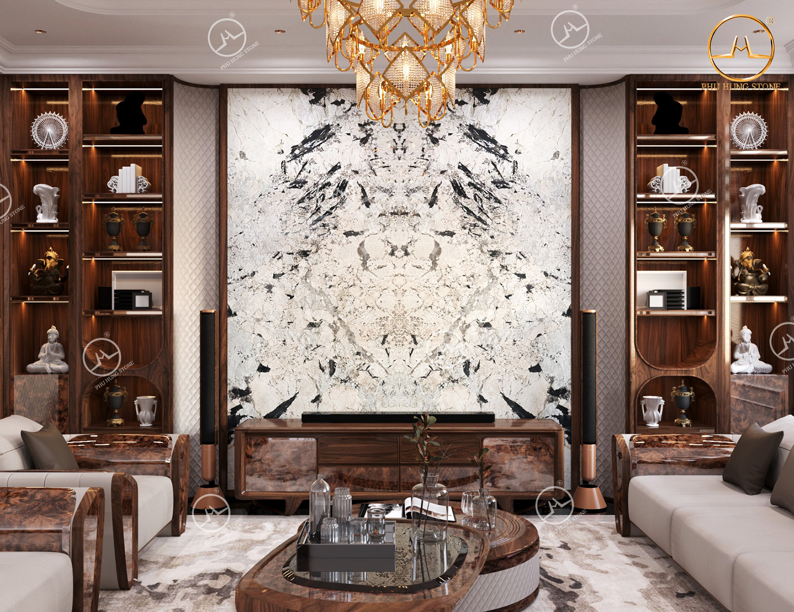 Hình ảnh Tranh đá granite tự nhiên Alpinus White