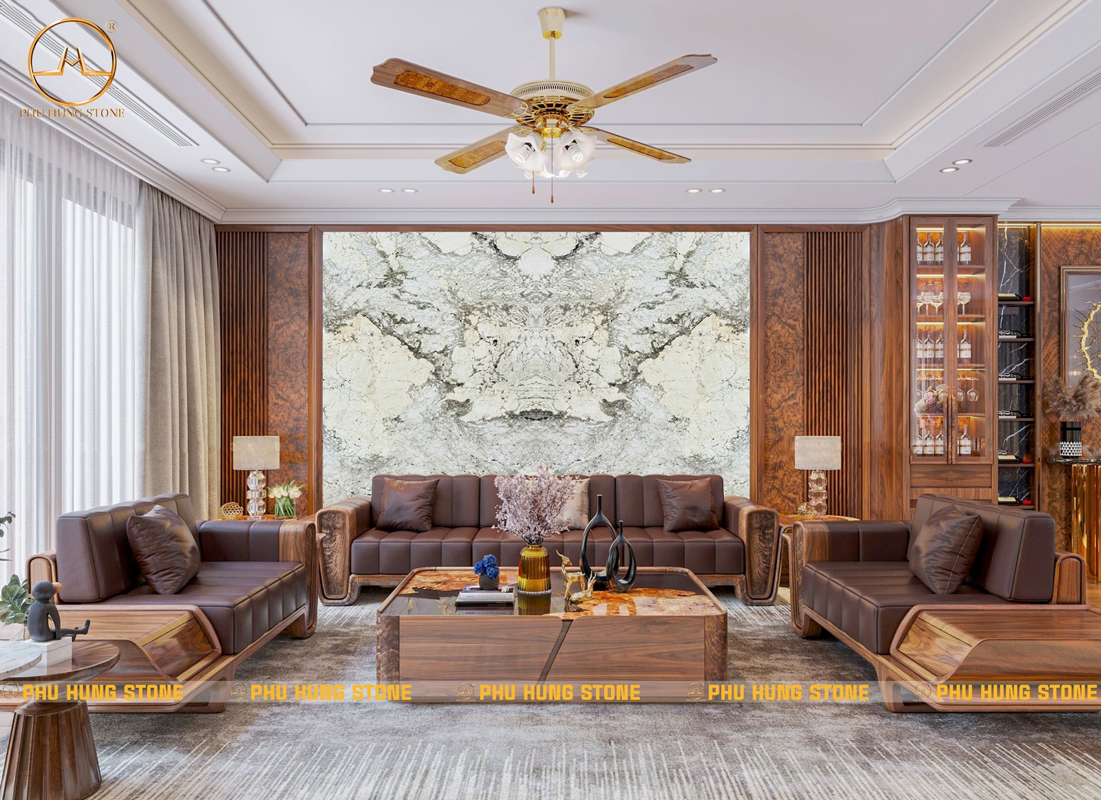 Hình ảnh Tranh đá granite tự nhiên đối vân Monalisa