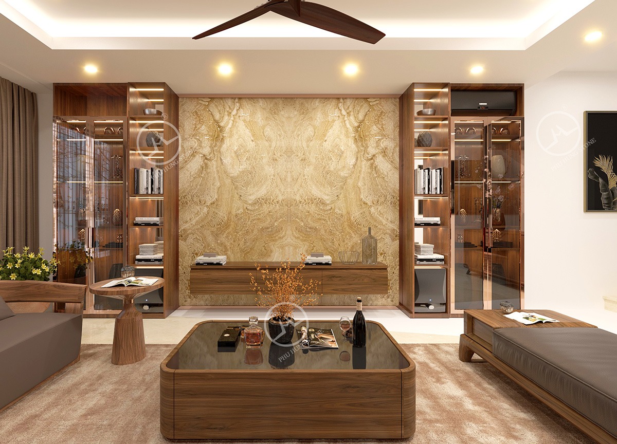 Hình ảnh Tranh đá Onyx vân mây 01 ghép đối xứng