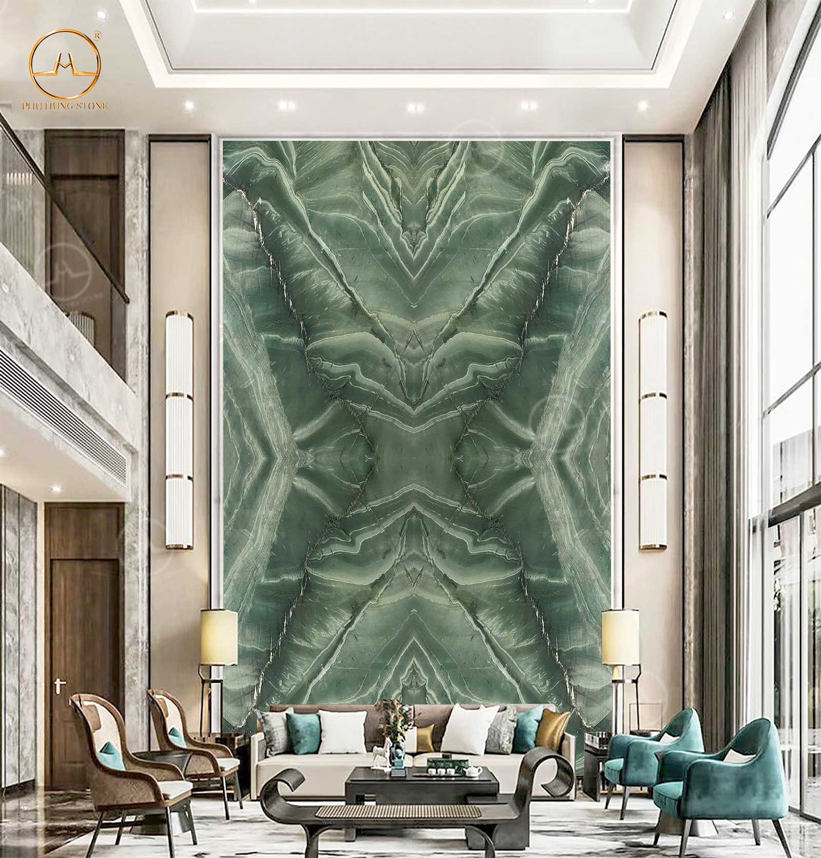 Hình ảnh Tranh đá quartz thông tầng Tropical Green