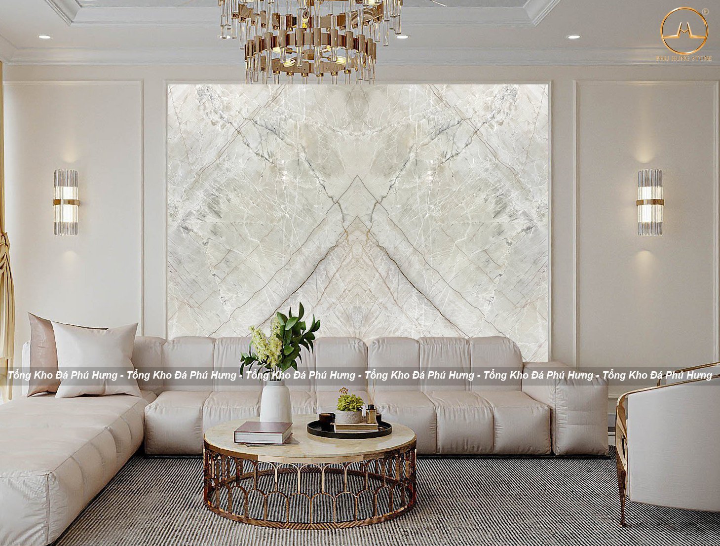 Hình ảnh Tranh đá quartz zurich màu trắng hiện đại