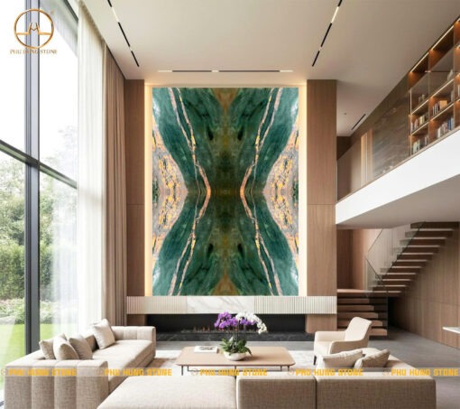 Hình ảnh Tranh đá thông tầng Fuchsite Crystal đẹp sang