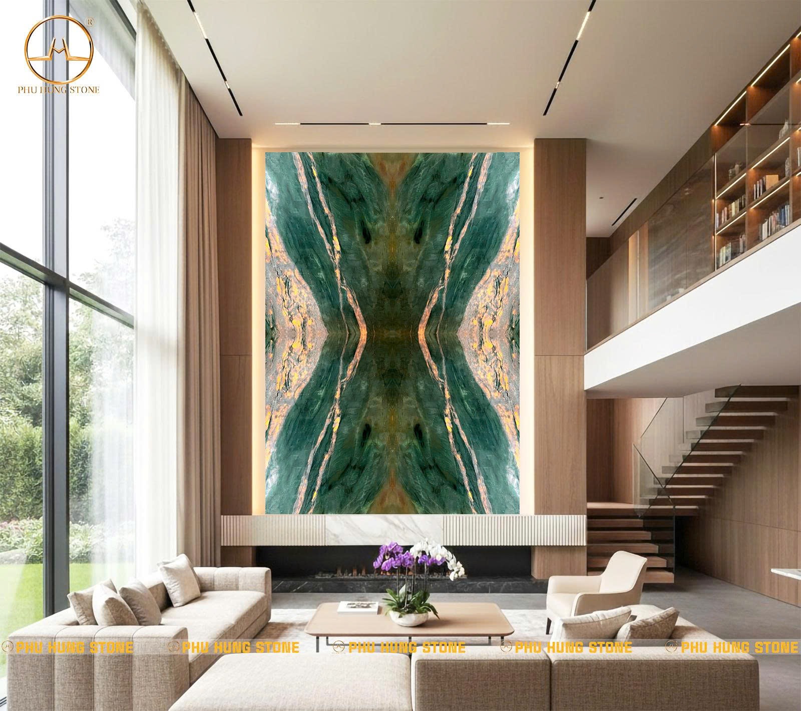 Hình ảnh Tranh đá thông tầng Fuchsite Crystal đẹp sang