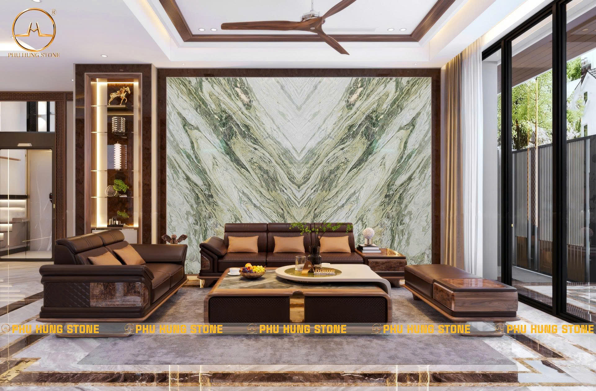 Hình ảnh Tranh đá tự nhiên Granite Milano đối vân