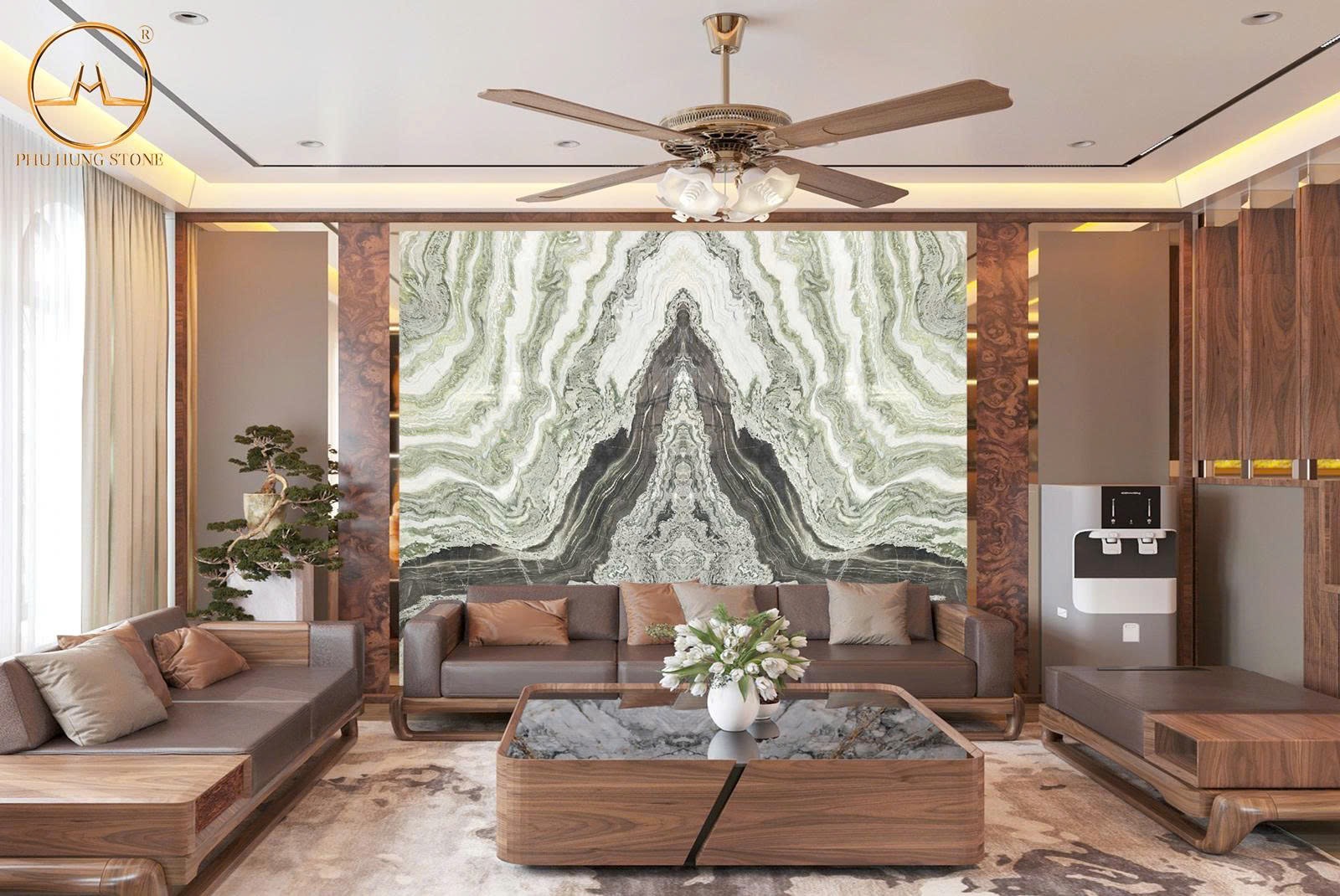 Hình ảnh Tranh đá tự nhiên Onyx đối vân Hymalaya Blue