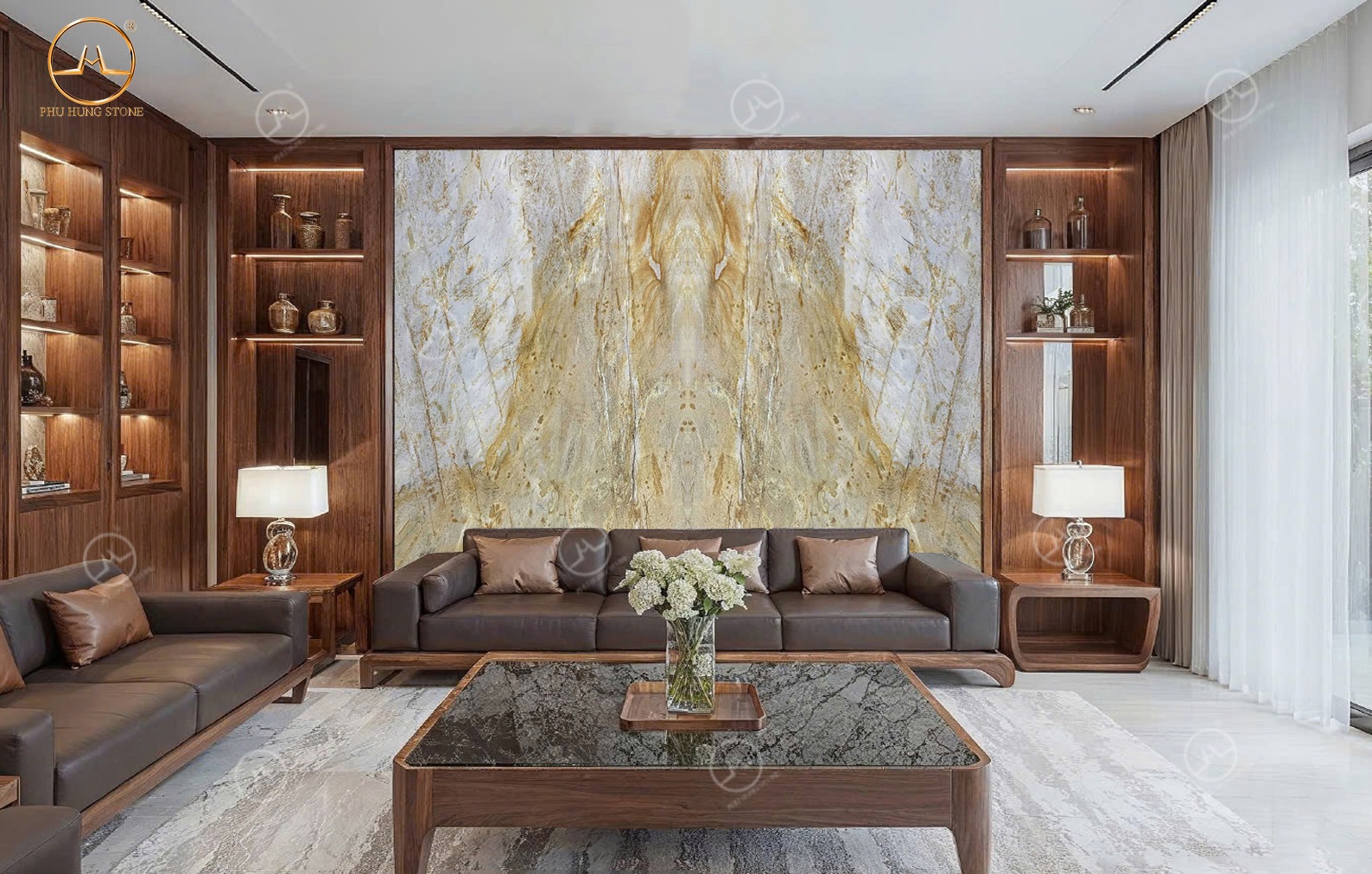 Hình ảnh Tranh đá tự nhiên Quartz Oyapock vàng