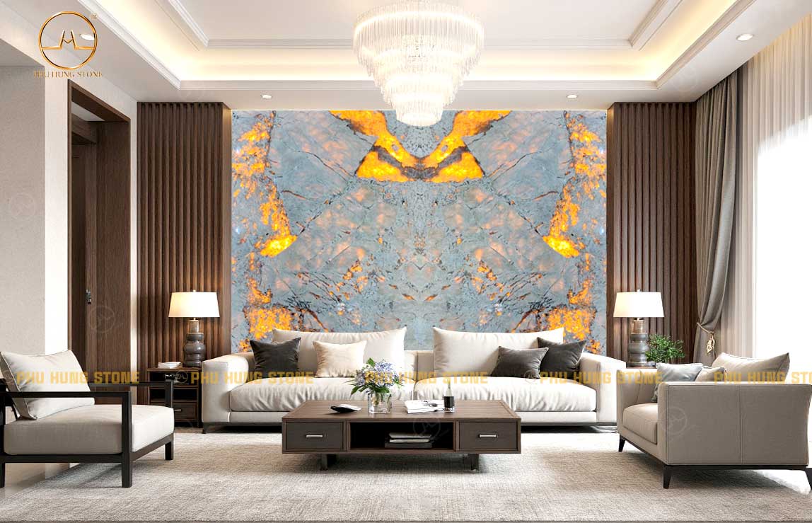 Hình ảnh Tranh đá xuyên sáng Alabaster đối vân