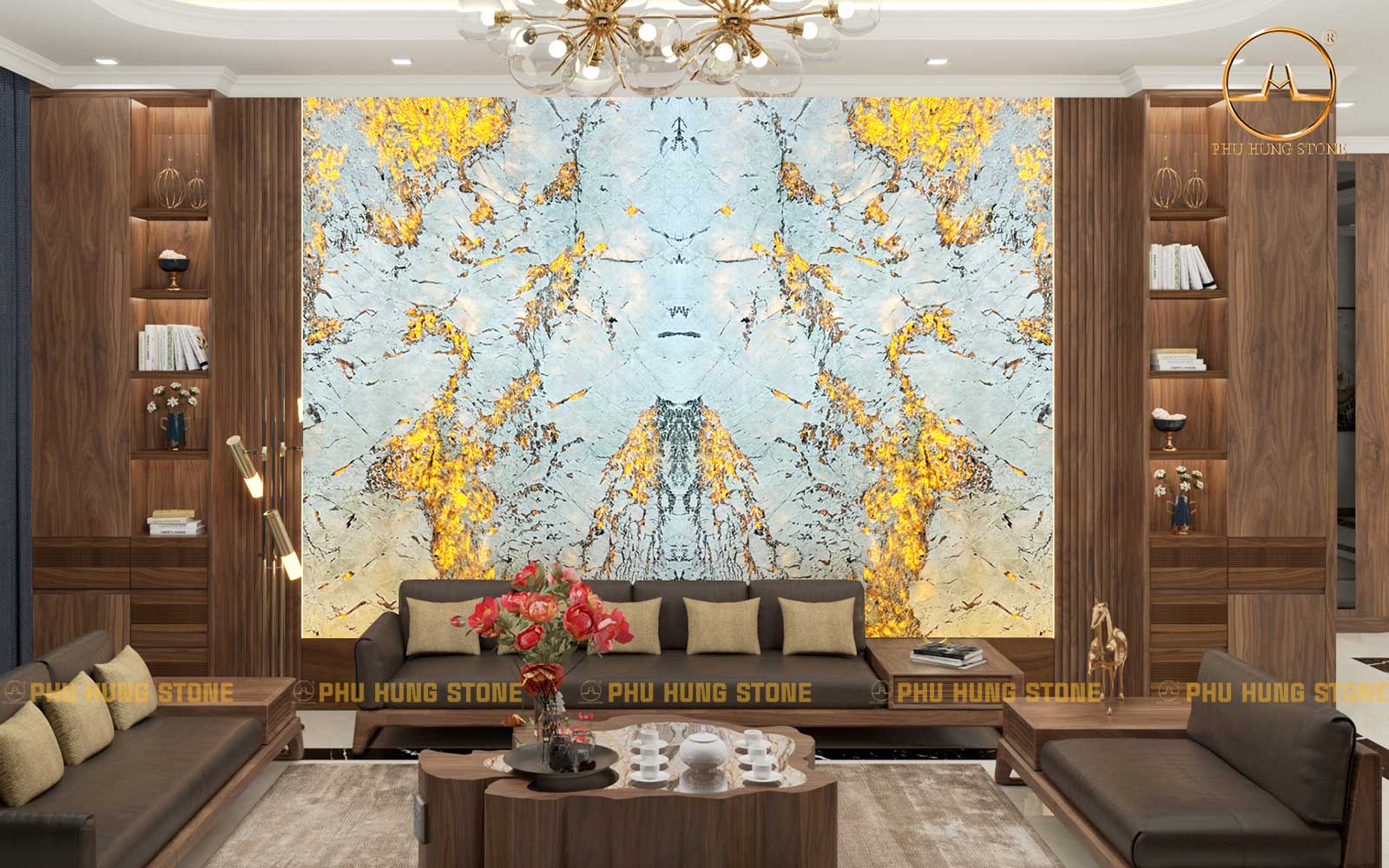 Hình ảnh Tranh đá xuyên sáng Alabaster White