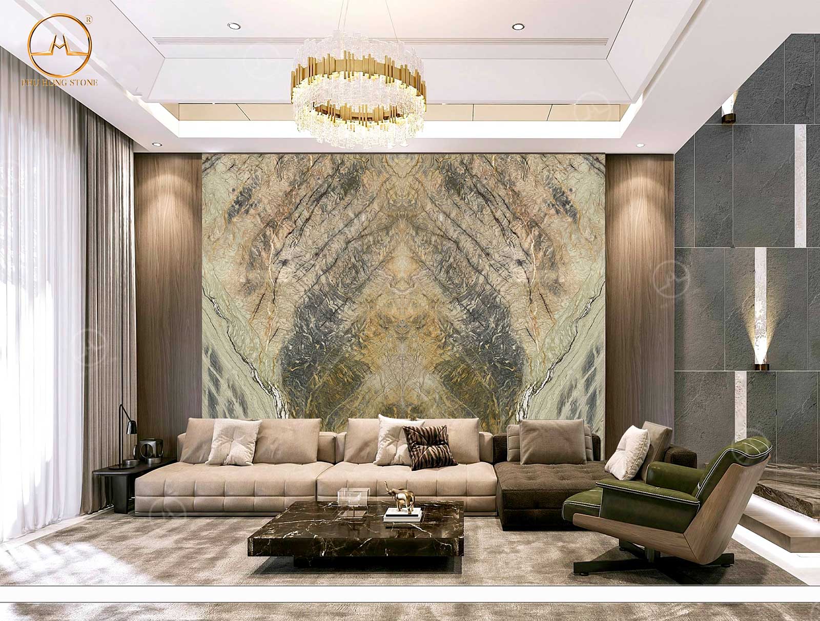 Hình ảnh Tranh đối xứng vân Quartz Paradise