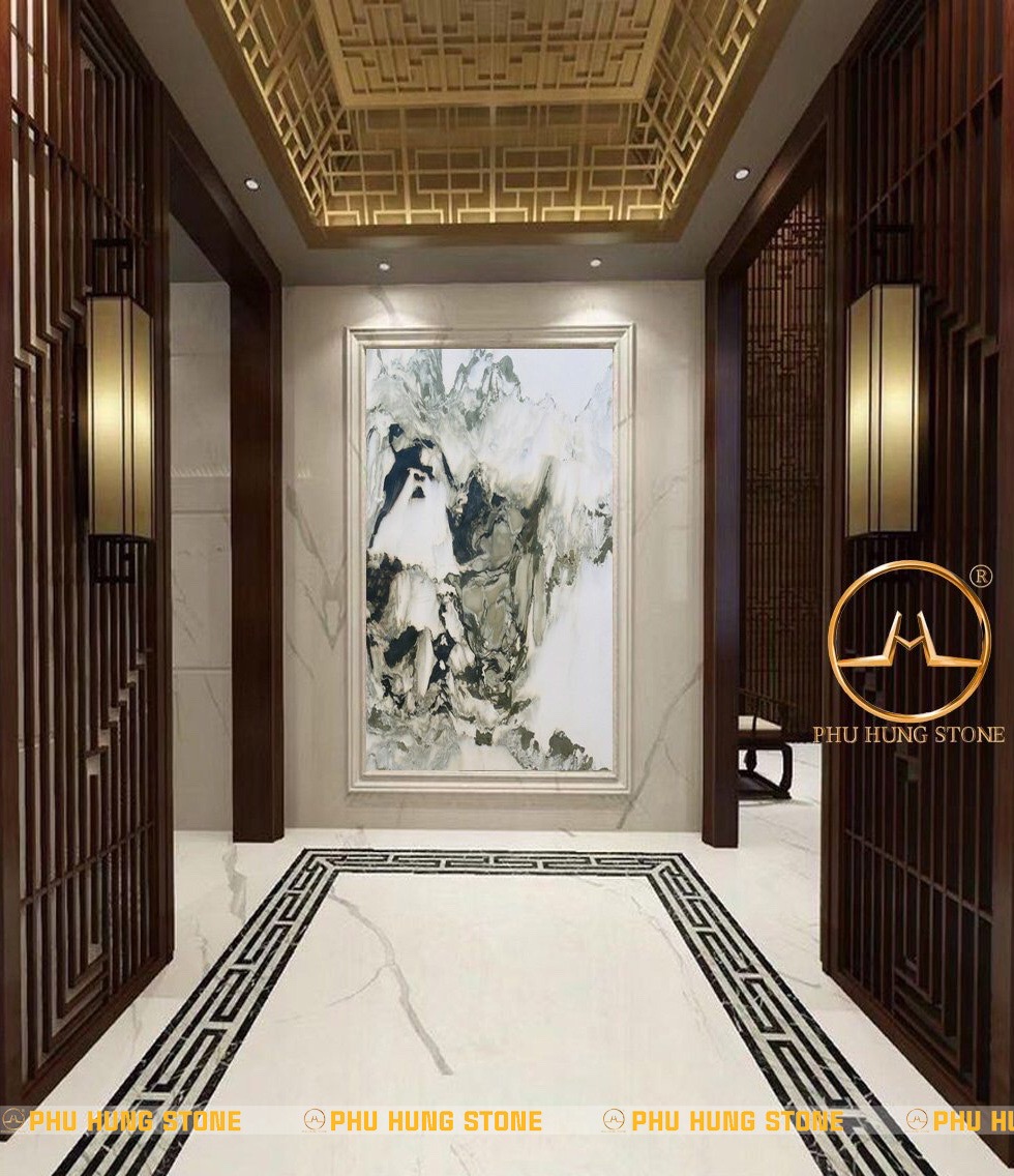 Hình ảnh Tranh khổ dọc Onyx Sơn Thủy 05 đẹp sang