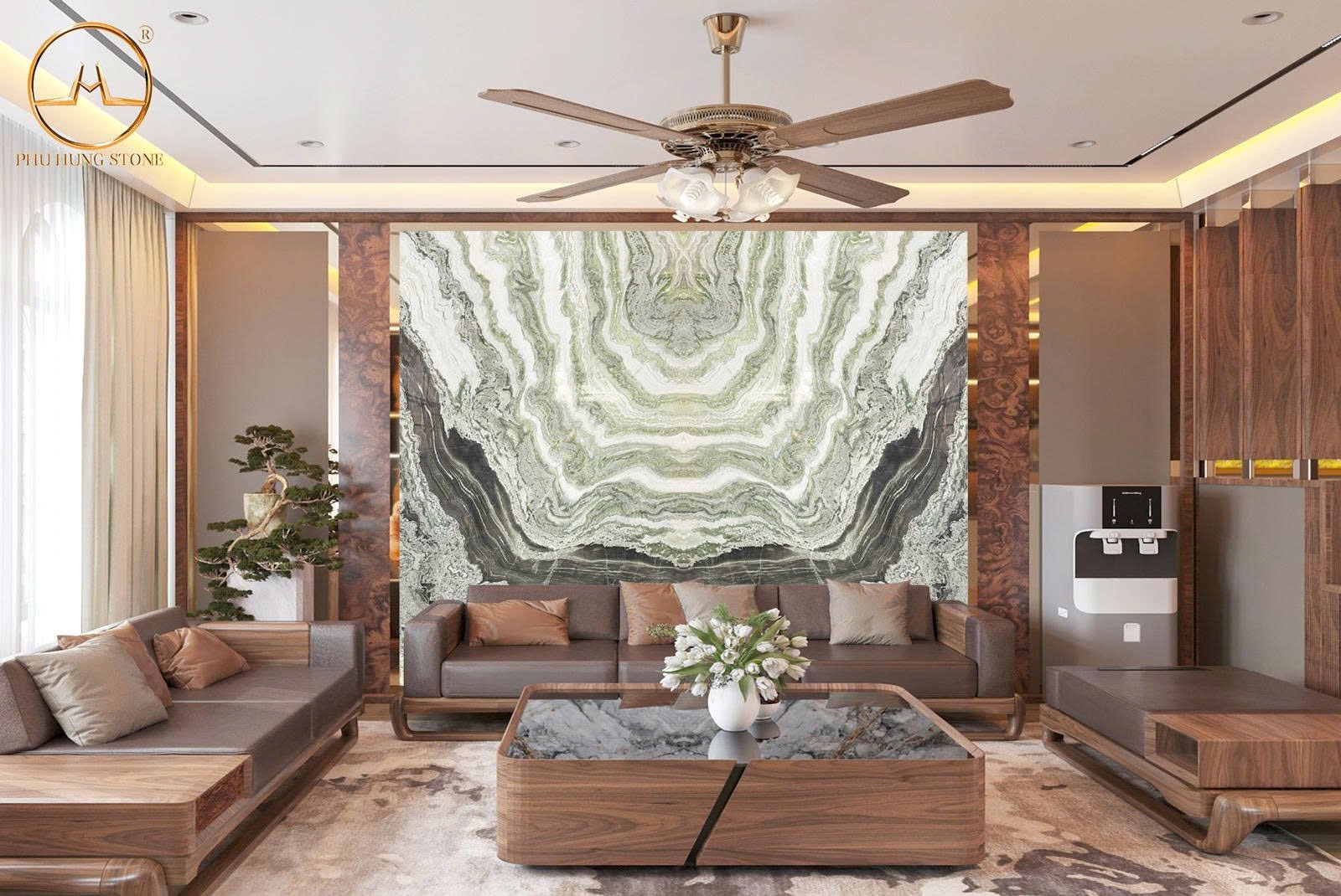 Hình ảnh Tranh Onyx đối xứng vân đẹp Hymalaya Blue