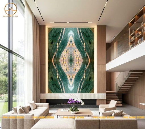 Hình ảnh Tranh thông tầng 4 tấm màu xanh Fuchsite Crystal