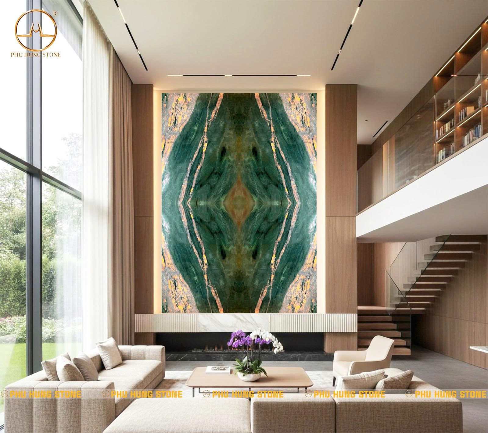 Hình ảnh Tranh thông tầng màu xanh Fuchsite Crystal